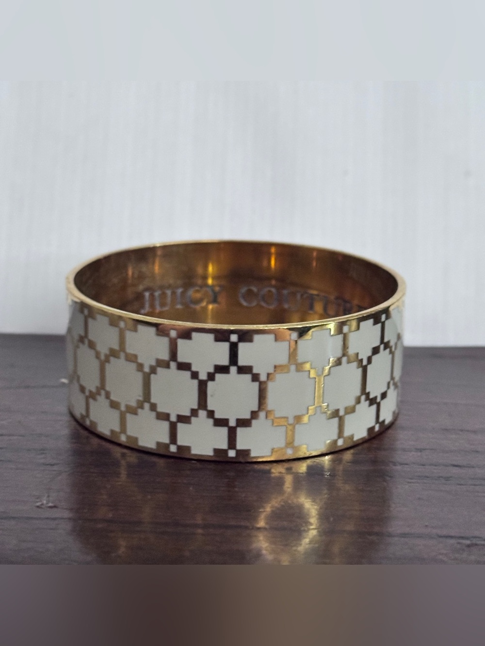 Juicy Couture Gold & White Honeycomb Design Bangle Bracelet, Vintage